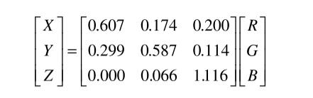 CIEXYZ顏色空間轉(zhuǎn)換RGB顏色空間